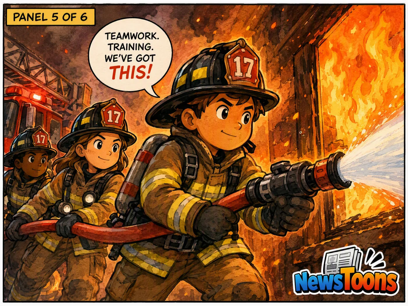 Panel 5: Brave Firefighters