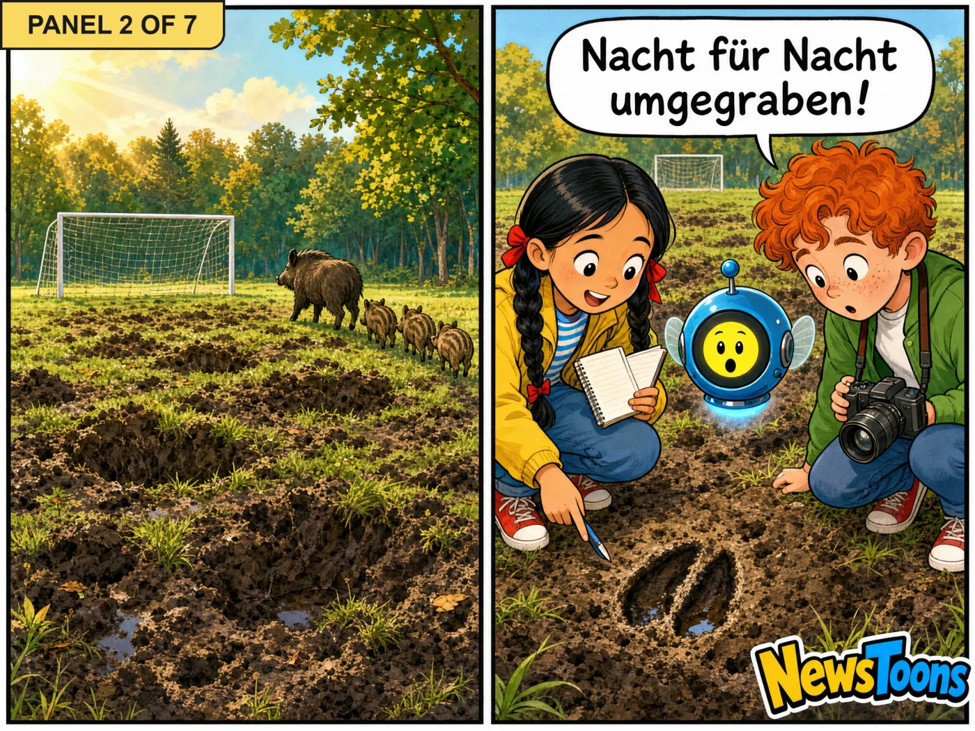 Panel 2: Die Wildschwein-Überraschung