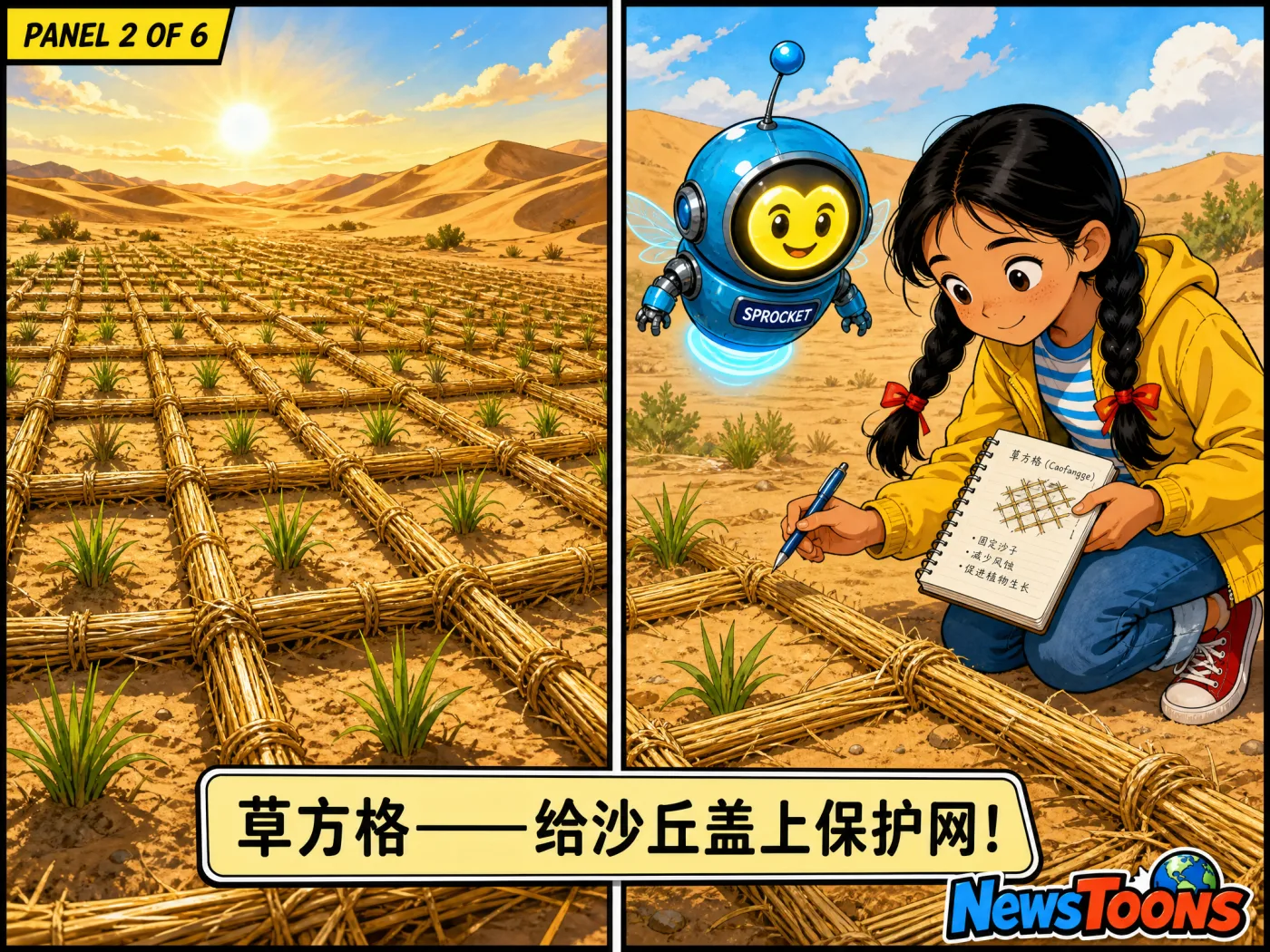 Panel 2: 沙漠里的神奇格子