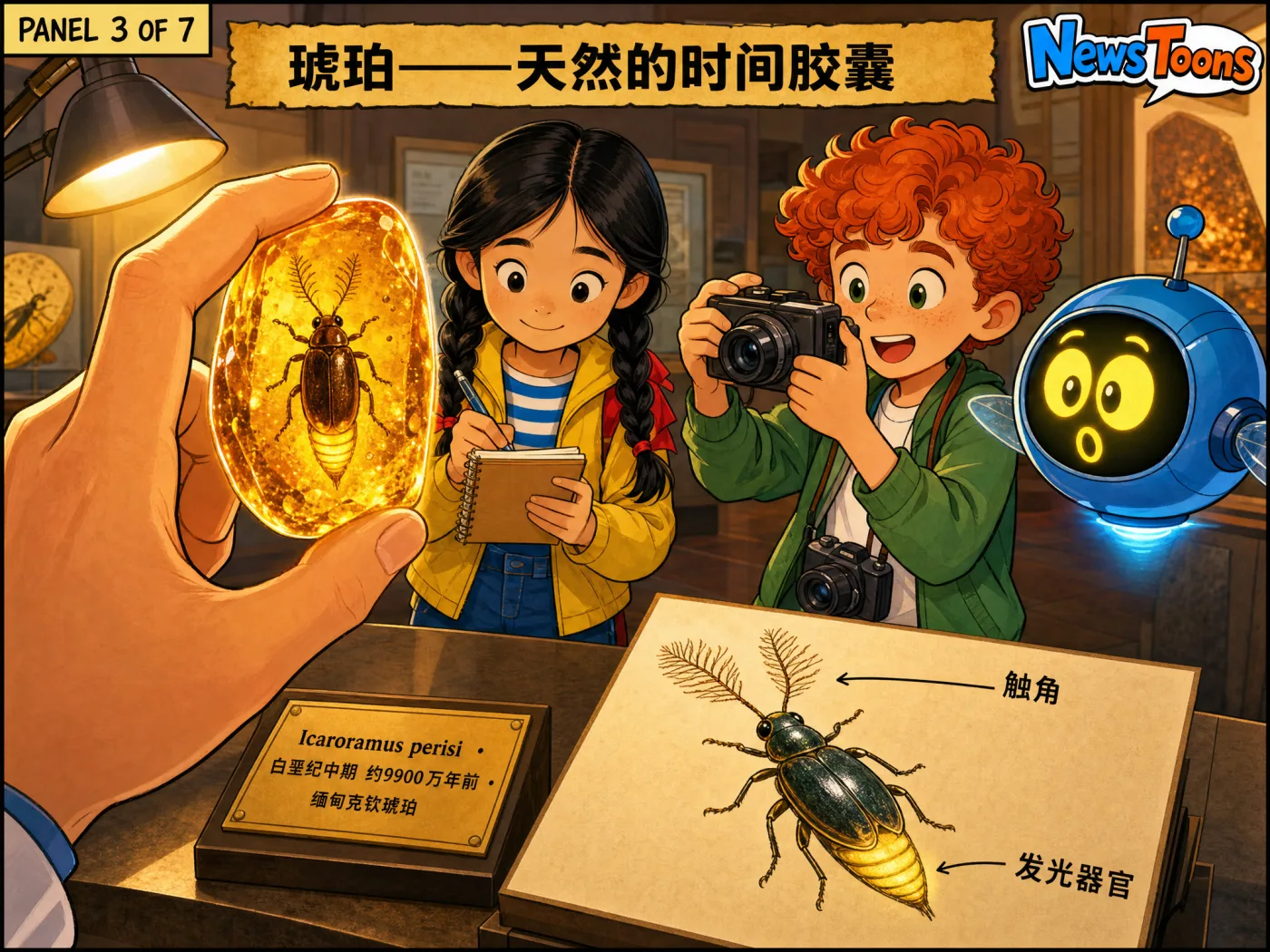 Panel 3: 琥珀是时间胶囊