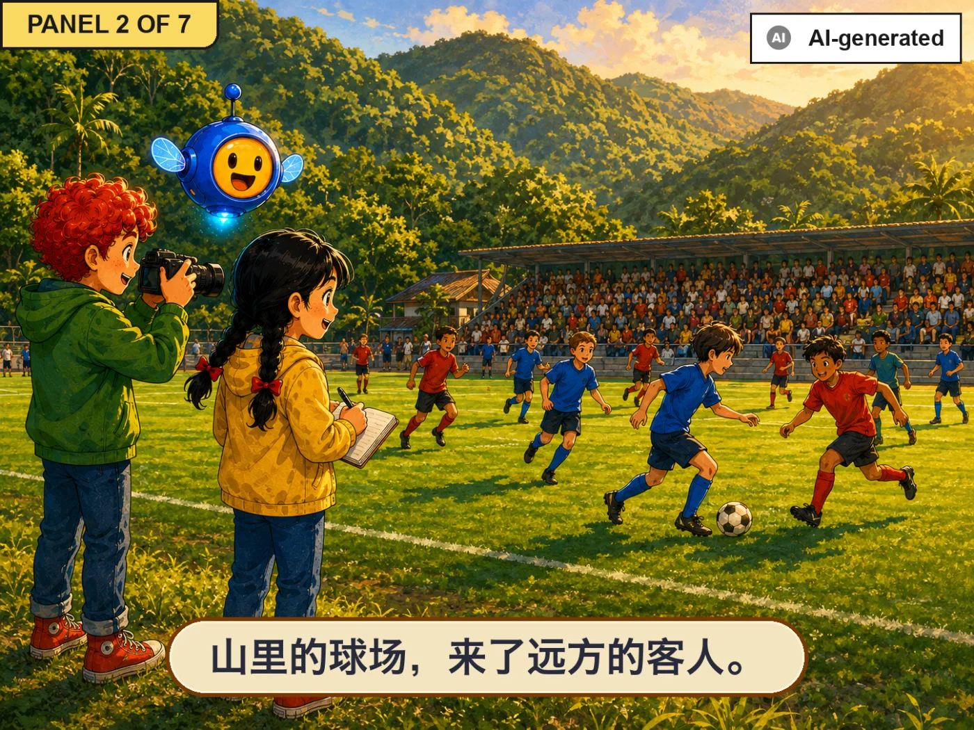 Panel 2: 一群美国大学生，来到海南的山里